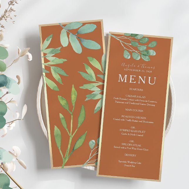 Boho Burnt Orange Wedding Menu (Creator Uploaded)