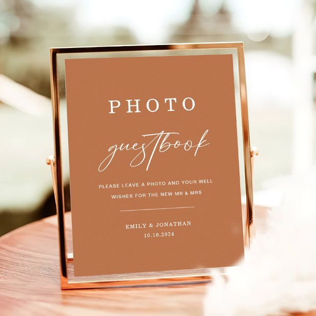 Boho Burnt Orange Wedding Photo Guest book Sign (Creator Uploaded)