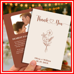 Boho Burnt Orange Wedding Thank You Card