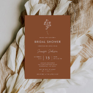 Boho Burnt Orange Wildflower Bridal Shower Invitation