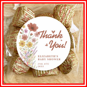 Boho Burnt Orange Wildflower Favour Classic Round Sticker
