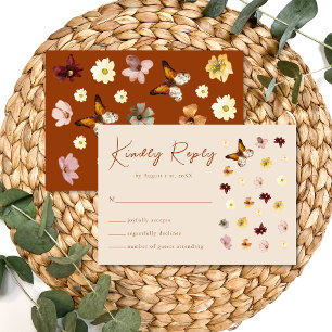 Boho Burnt Orange Wildflower RSVP Card