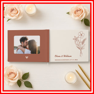 Boho Burnt Orange   Wildflower Wedding Guest Book
