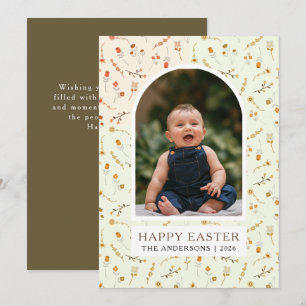 Boho Butter Floral Meadow Easter Family PhoTo Holiday Card