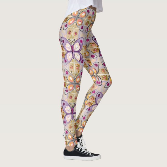 Boho Butterflies Boho Style Pattern Leggings (Right)