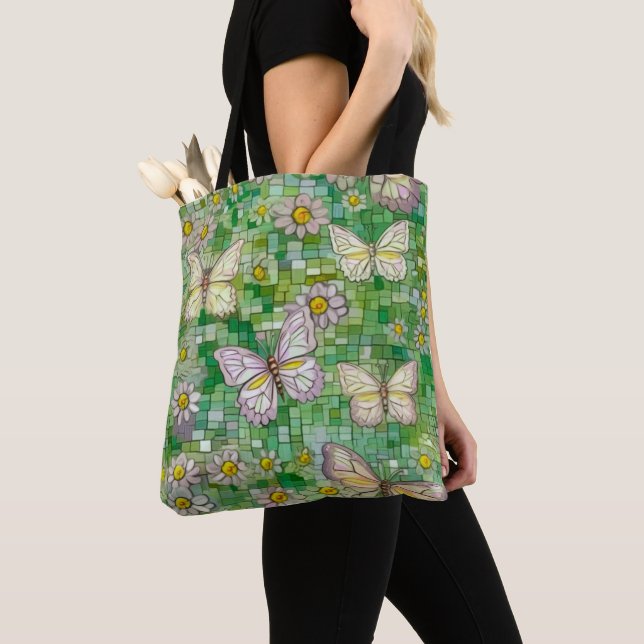 Boho Butterflies Boho Style Pattern Tote Bag (Close Up)