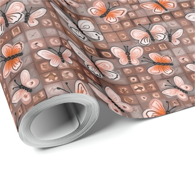 Boho Butterflies Boho Style Pattern Wrapping Paper (Roll Corner)