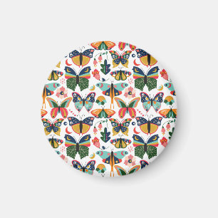 Boho Butterflies: Seamless Wallpaper Pattern. Magnet