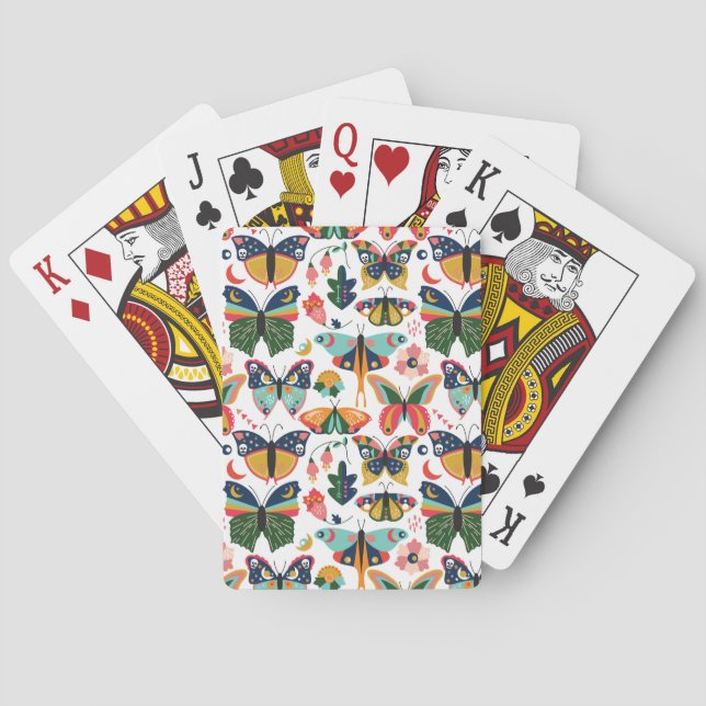 Boho Butterflies: Seamless Wallpaper Pattern. Playing Cards (Back)