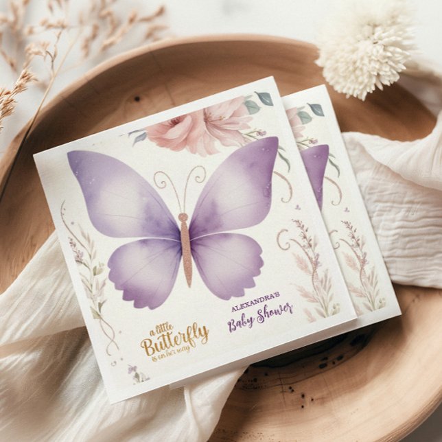 Boho Butterfly Baby Shower Napkin (Creator Uploaded)