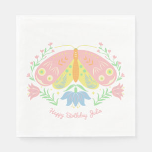 Boho Butterfly Birthday Napkin