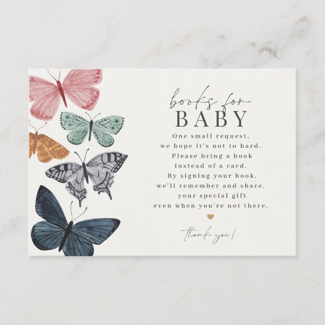 Boho Butterfly Books For Baby invitation insert (Front)