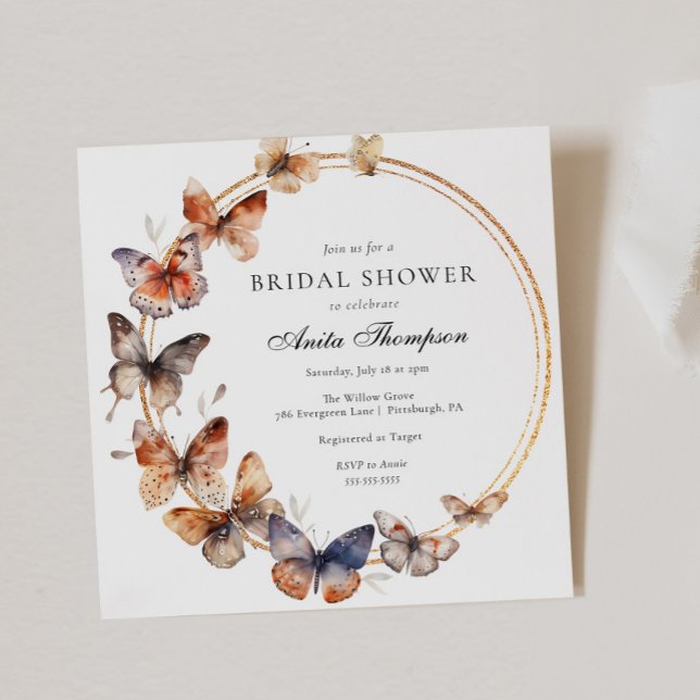 Boho Butterfly Bridal Shower Invitation (Creator Uploaded)