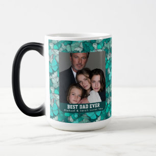 Boho Butterfly Camouflage Flower Happy Dad Photo Magic Mug