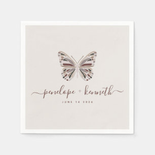 Boho Butterfly Dusty Rose Personalized Wedding Napkin