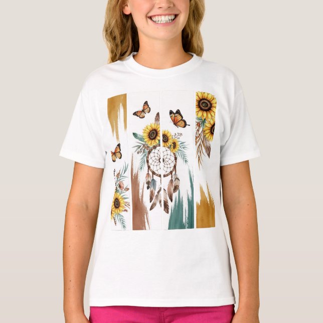 Boho Butterfly Feather Dreamcatcher T-Shirt | Rust (Front)
