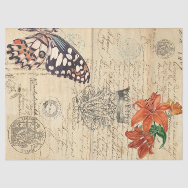 Boho Butterfly Left Decoupage Sheet (Front)
