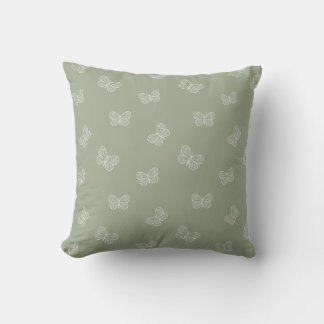 Boho Butterfly Modern Baby Girl Neutral Sage Green Throw Pillow