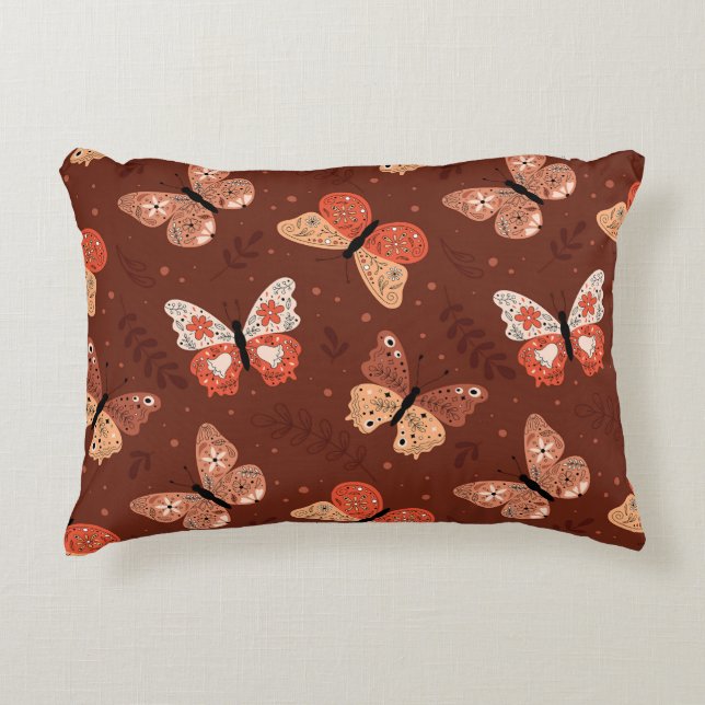 Boho Butterfly Pattern - Autumn Home Decor Accent Pillow (Front)