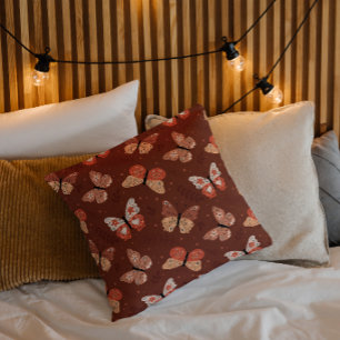 Boho Butterfly Pattern - Autumn Home Decor Throw Pillow