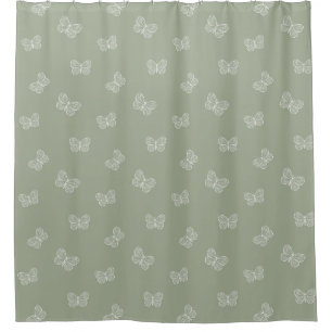 Boho Butterfly Pattern Neutral Modern Sage Green