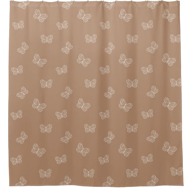 Boho Butterfly Pattern Neutral Modern Tan Brown (Front)