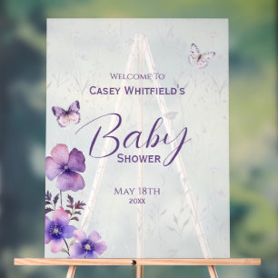 Boho Butterfly Purple Baby shower Floral Bienvenue