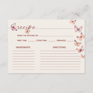 Boho Butterfly Recipe Bridal Shower Enclosure Card