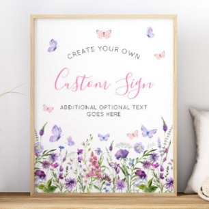 Boho Butterfly Wildflower Baby Shower 16x20 Sign