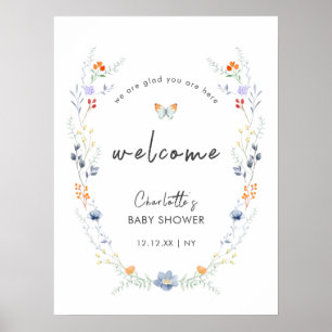 Boho Butterfly Wildflower Baby Shower Welcome  Poster
