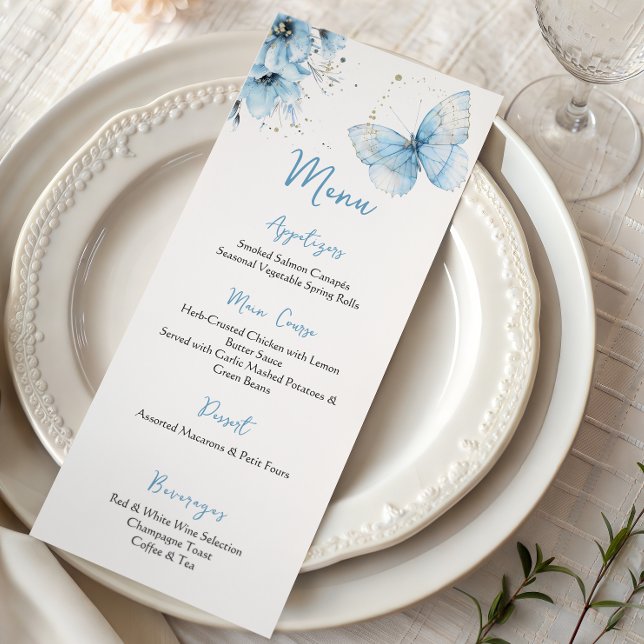 Boho Butterfly Wildflower Floral Boy Baby Shower Menu (Creator Uploaded)