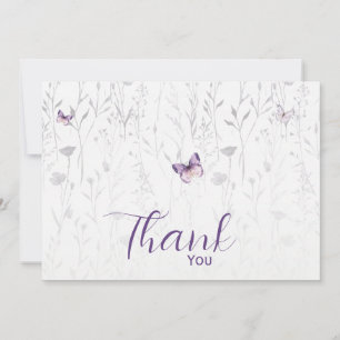 Boho Butterfly Wildflower Girl Baby Shower Thank You Card