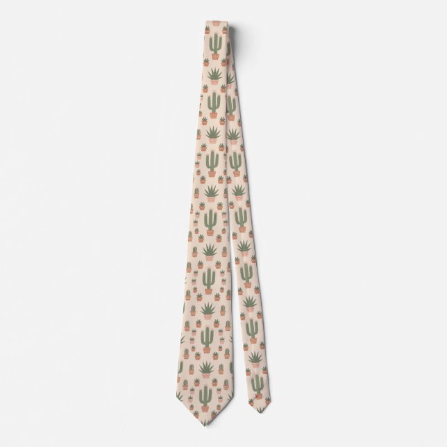 Boho Cacti Pattern Tie (Front)