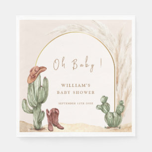 Boho Cactus Arch Desert Cowboy Baby Shower  Napkin