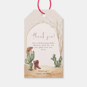 Boho Cactus Arch Desert Cowboy Baby Shower Thank  Gift Tags