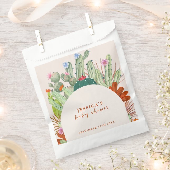 Boho Cactus Arch Desert Pampas Baby Shower  Favour Bag (Clipped)