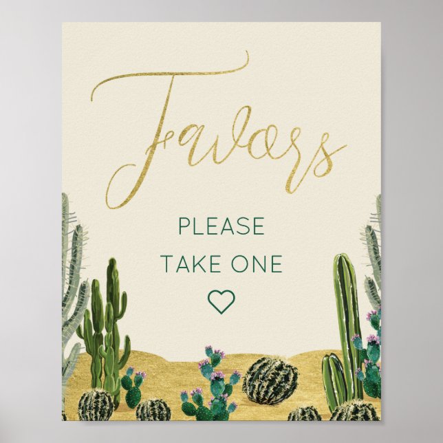 Boho Cactus Baby Shower Favours Sign (Front)