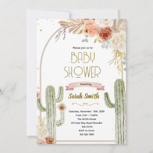 Boho cactus baby shower Invitation