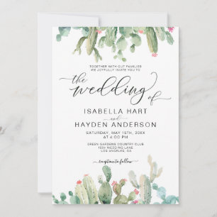 Boho Cactus Cacti Desert Succulents Wedding Invitation