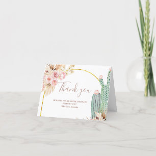 Boho Cactus Carte de remerciements de Fêtes des ma