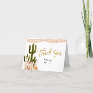Boho Cactus Carte de remerciements de Fêtes des ma
