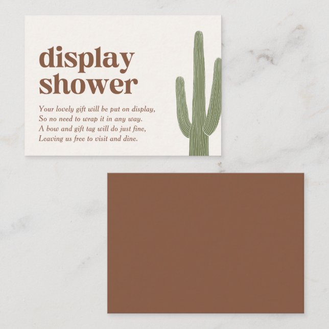 Boho Cactus Desert Baby Shower Display Shower Enclosure Card (Front/Back)