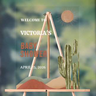 Boho Cactus Desert Baby Shower Western Arizona Acrylic Sign
