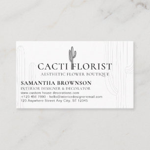 Boho Cactus Desert Flower Abstract Business Card