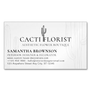 Boho Cactus Desert Flower  Magnetic Business Card