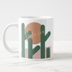 Boho Cactus Desert Sunset Name Giant Coffee Mug