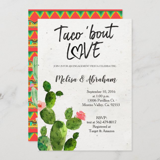 Boho Cactus Engagement Party Card (Front/Back)