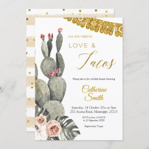 Boho Cactus Love and Tacos Bridal Shower Invitation