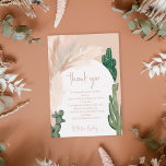 Boho cactus pampas arch desert baby shower  thank you card<br><div class="desc">Tropical rustic Boho desert green cactus and dried pampas grass gender neutral hello baby shower thank you card wild green watercolor cacti,  pampas watercolor, arch shaped with bohemian muted earth tones with light beige and terracotta colours.</div>