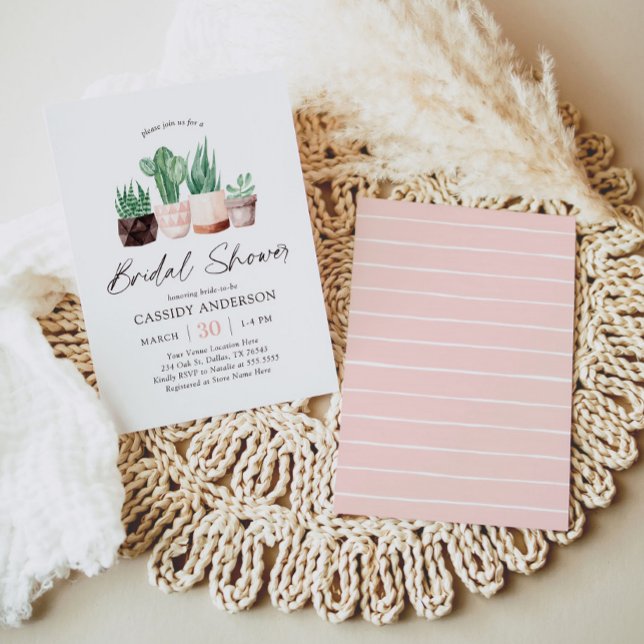 Boho Cactus Succulent Bridal Shower Invitation (Creator Uploaded)